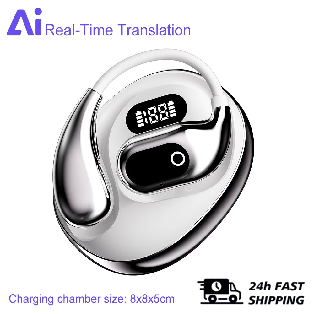 AI 2-Way Real time Translators Earphone 144 Languages Wireless Bluetooth