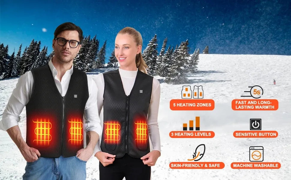 Unisex Winter Heated Jacket 9/5Zone Safety Intelligent for Outdoor Sports