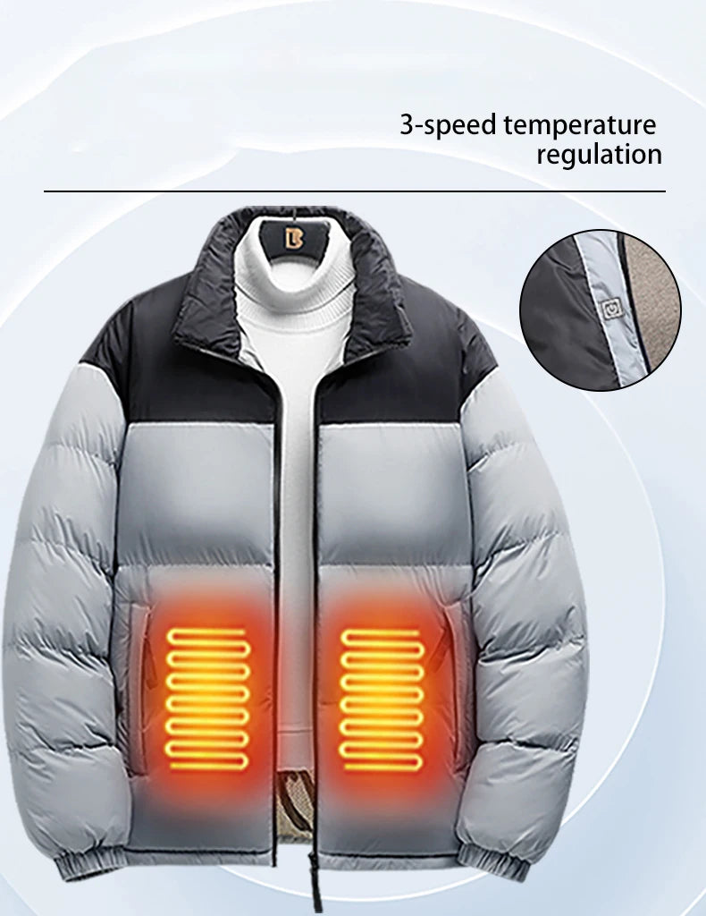 Unisex Winter 6 Zone Heated Jacket Waterproof (Not Included The Power Bank)