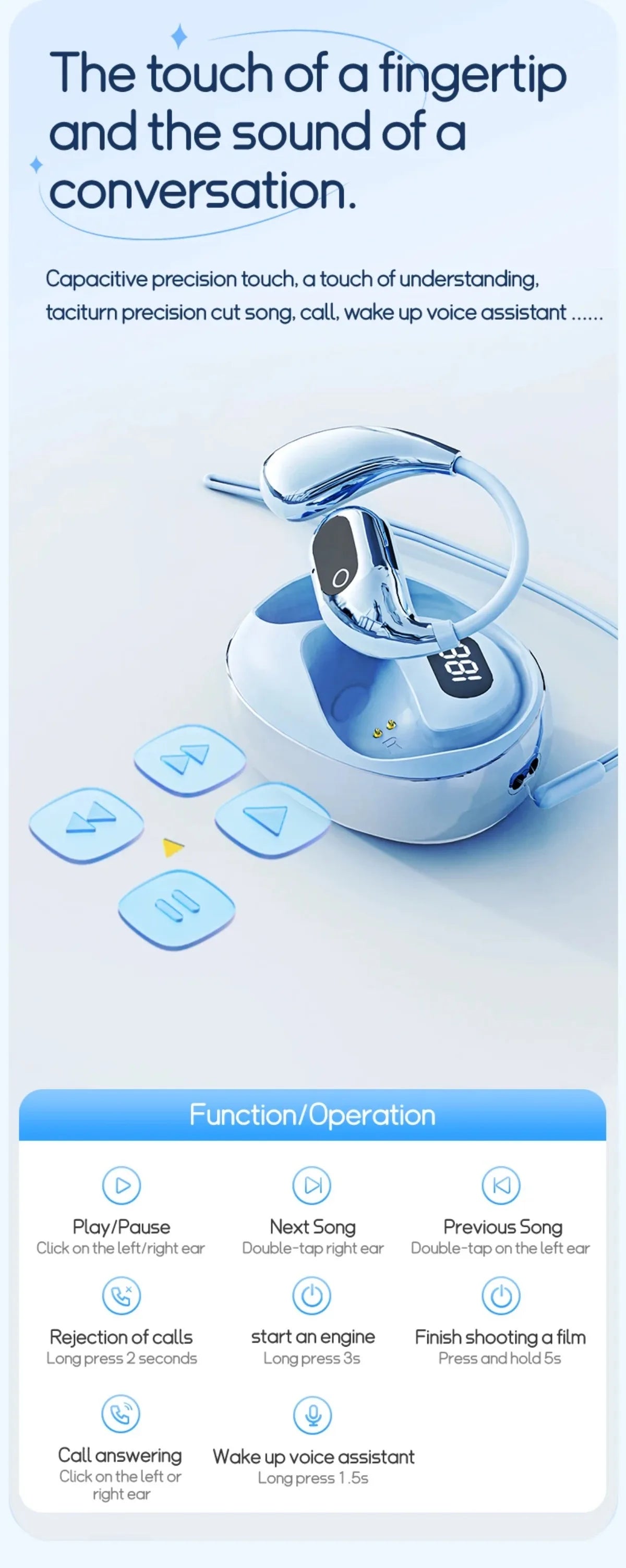 AI 2-Way Real time Translators Earphone 144 Languages Wireless Bluetooth