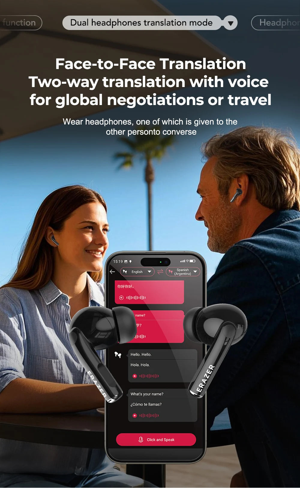 AI Translator Earbuds Bluetooth Earphones Game Wireless Headphones