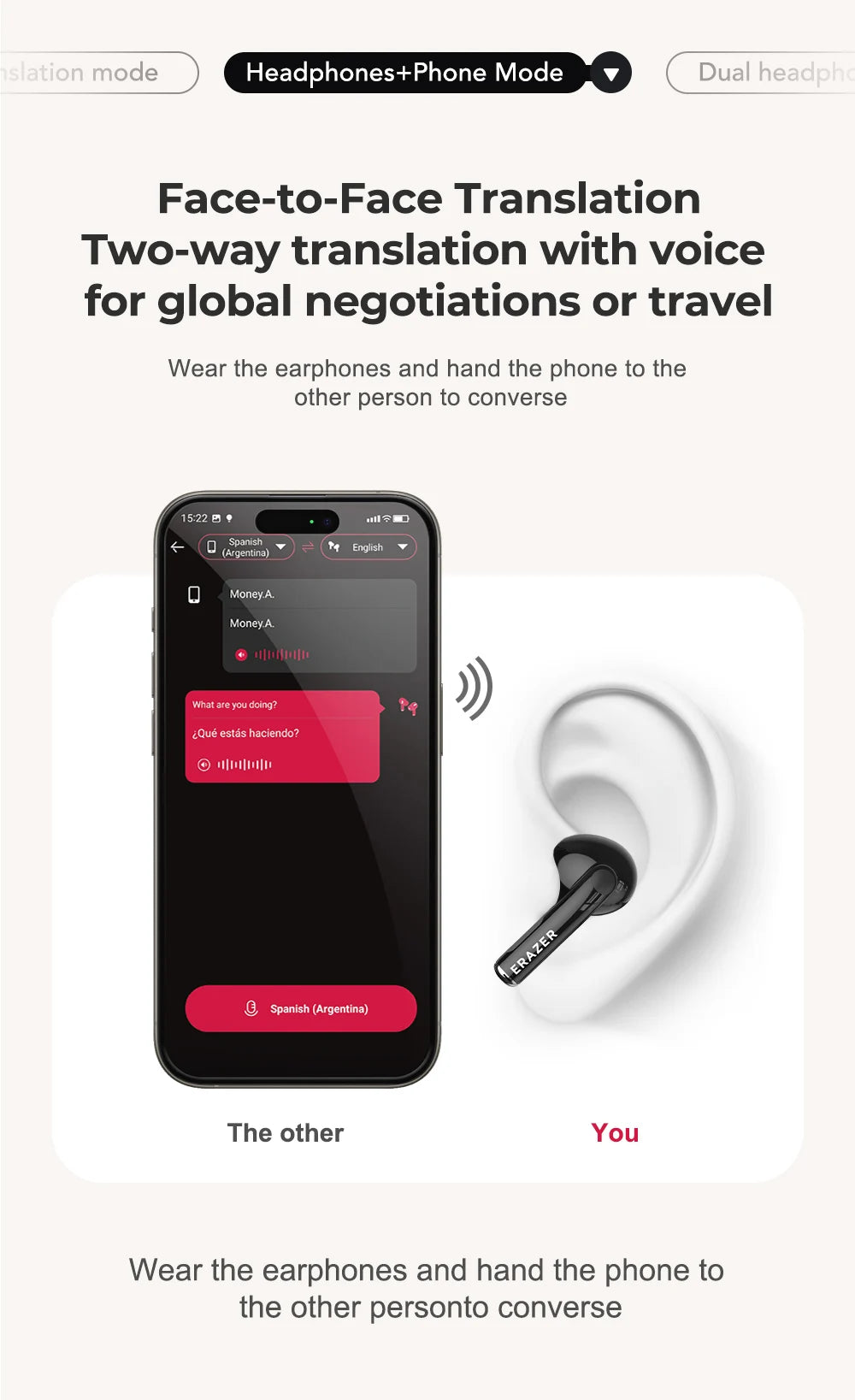 AI Translator Earbuds Bluetooth Earphones Game Wireless Headphones