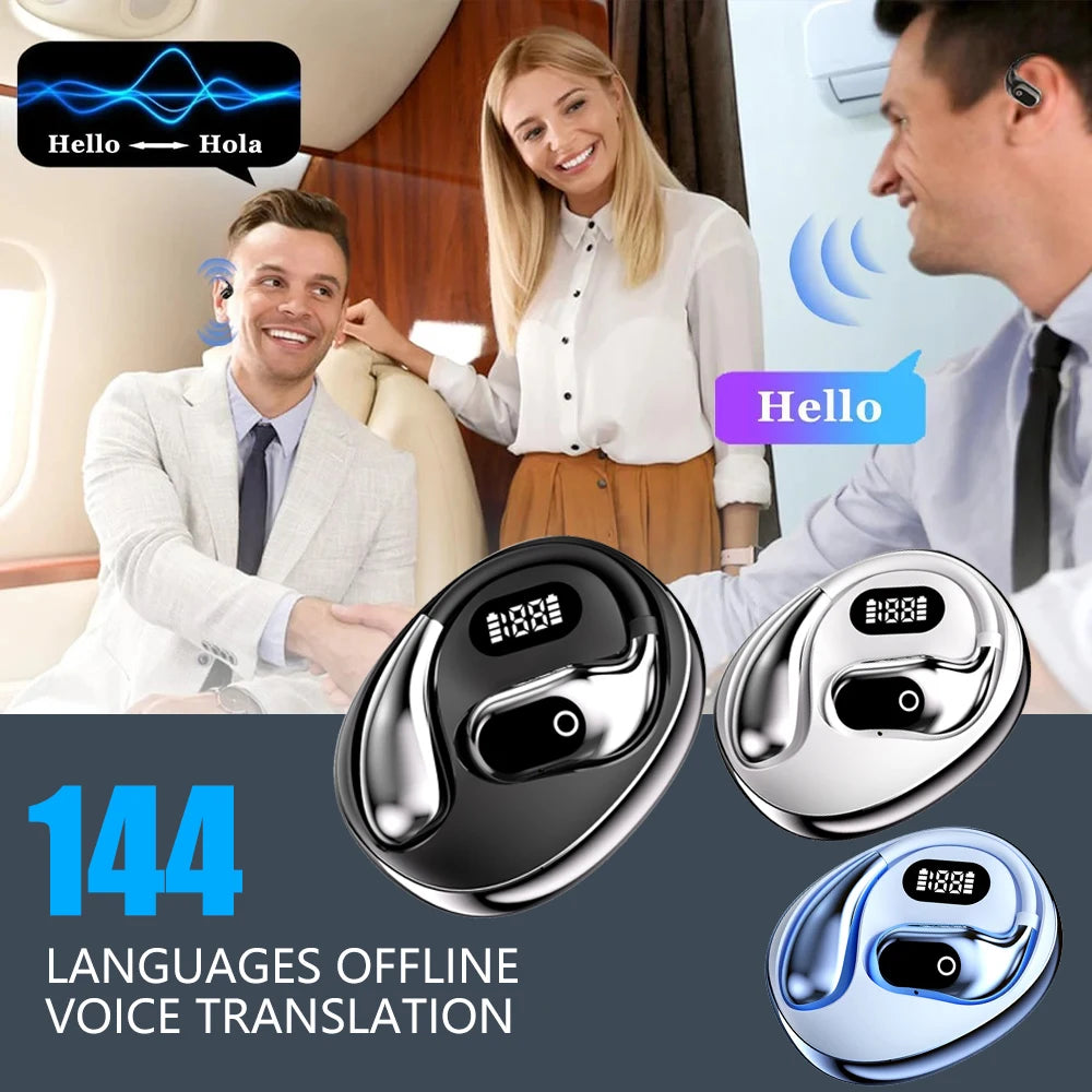 AI 2-Way Real time Translators Earphone 144 Languages Wireless Bluetooth