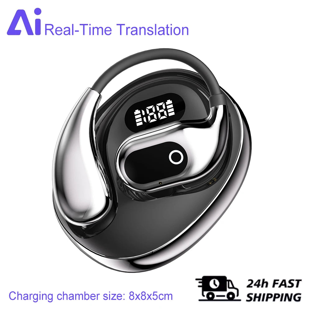 AI 2-Way Real time Translators Earphone 144 Languages Wireless Bluetooth