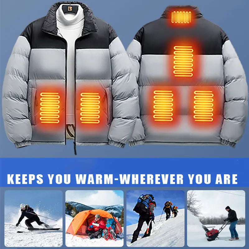 Unisex Winter 6 Zone Heated Jacket Waterproof (Not Included The Power Bank)