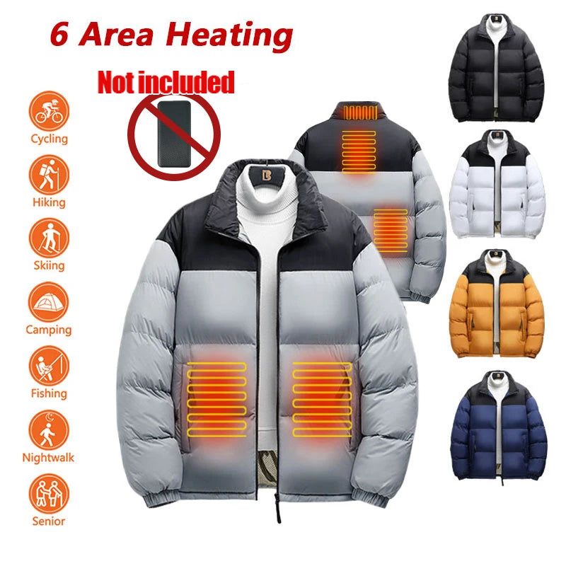 Unisex Winter 6 Zone Heated Jacket Waterproof (Not Included The Power Bank)