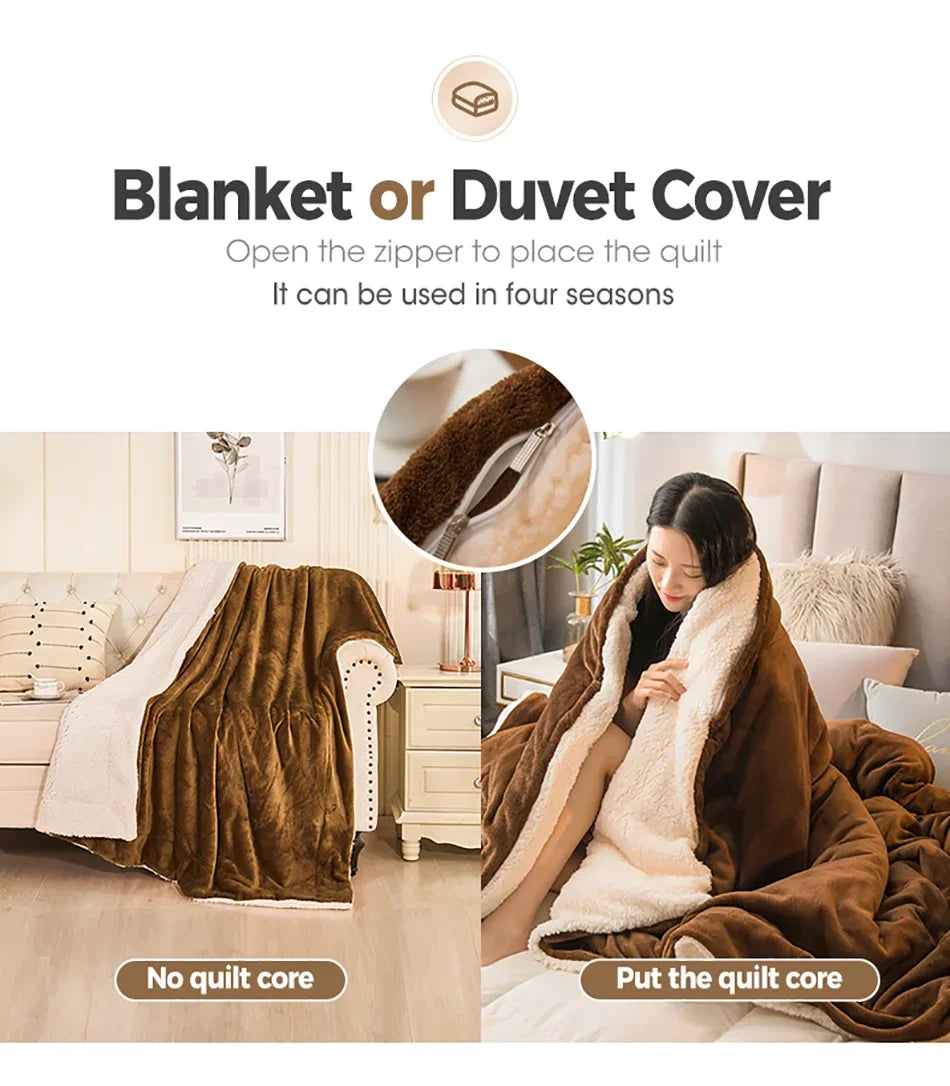 Wool Throw Blanket Double Sided Queen Duvet Cover
