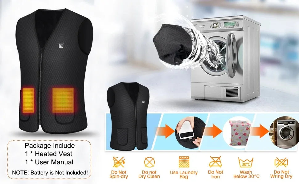 Unisex Winter Heated Jacket 9/5Zone Safety Intelligent for Outdoor Sports