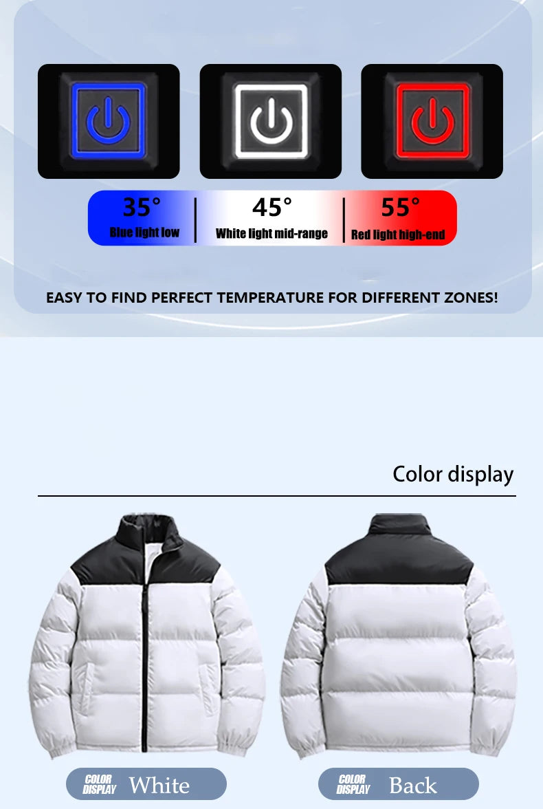 Unisex Winter 6 Zone Heated Jacket Waterproof (Not Included The Power Bank)
