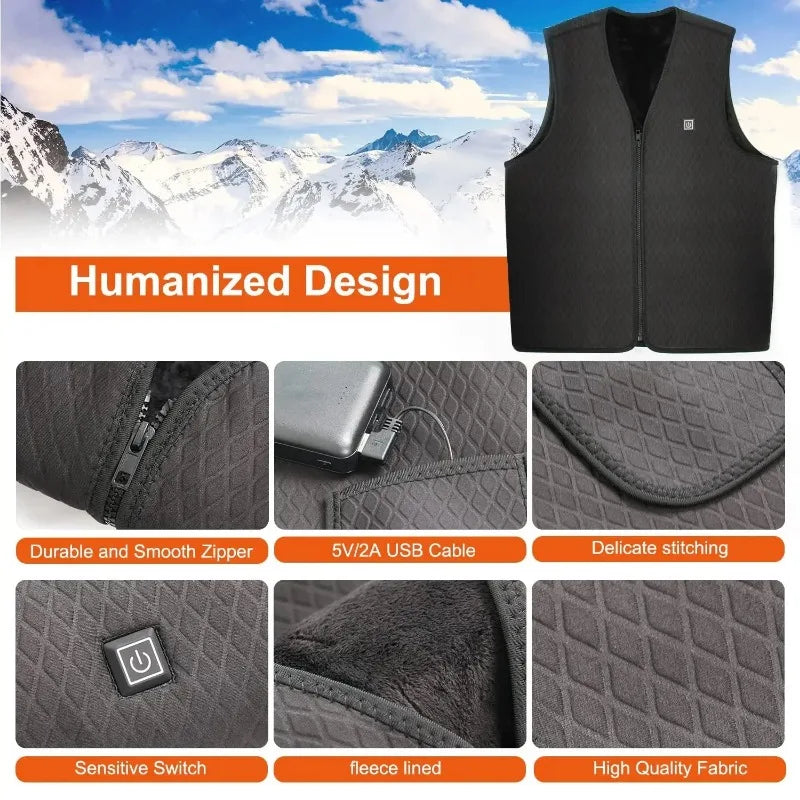 Unisex Winter Heated Jacket 9/5Zone Safety Intelligent for Outdoor Sports