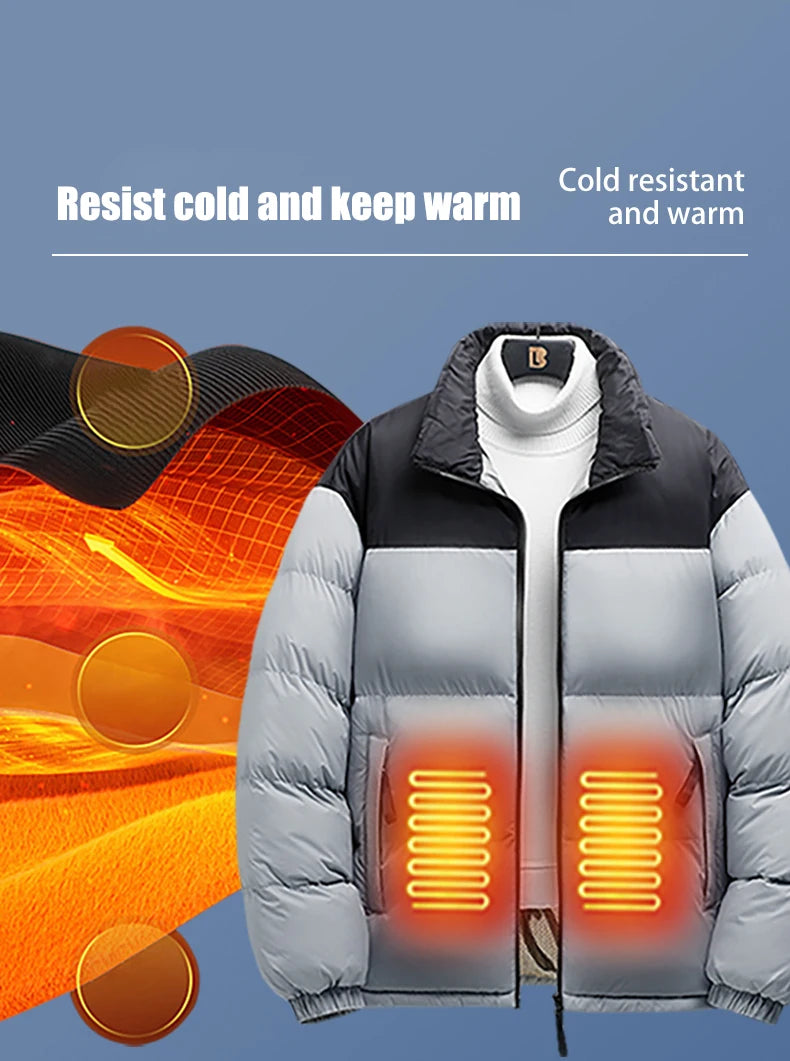 Unisex Winter 6 Zone Heated Jacket Waterproof (Not Included The Power Bank)