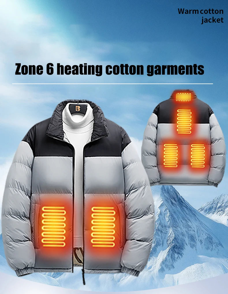 Unisex Winter 6 Zone Heated Jacket Waterproof (Not Included The Power Bank)