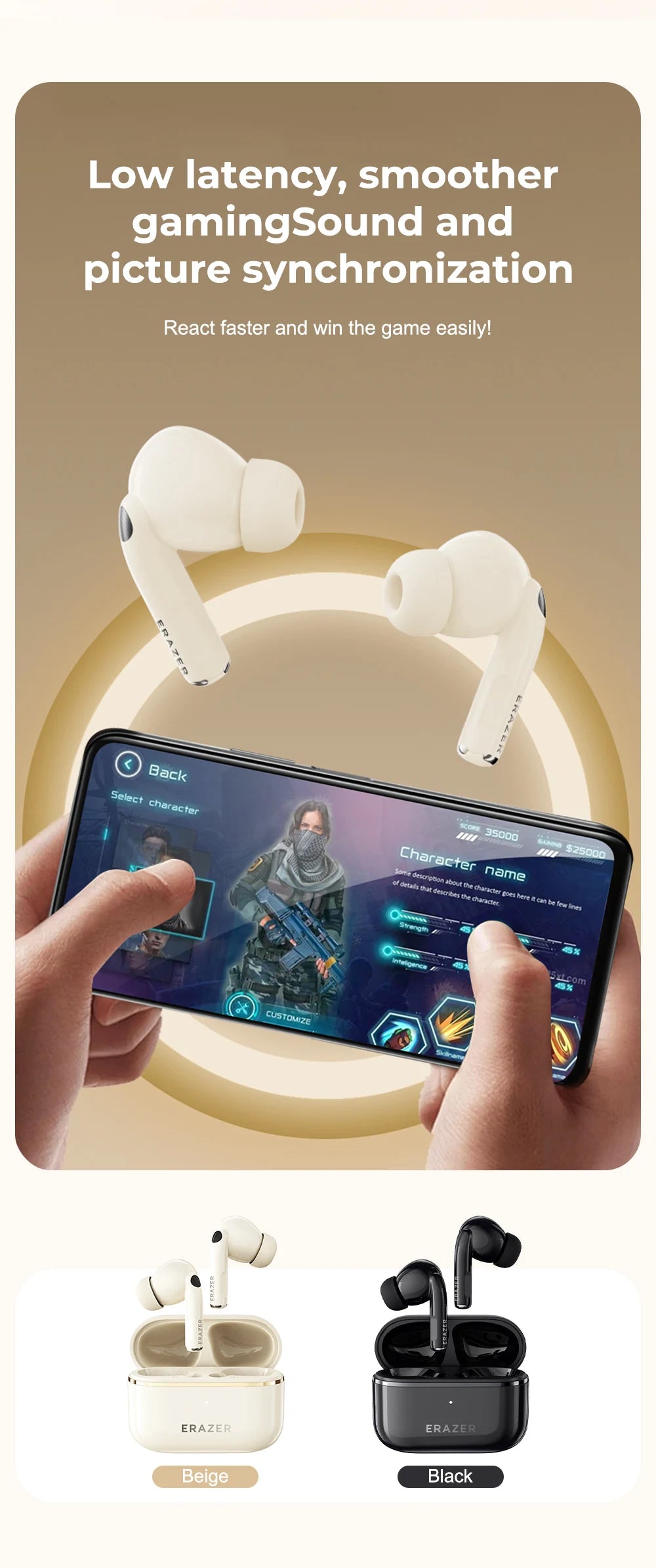 AI Translator Earbuds Bluetooth Earphones Game Wireless Headphones