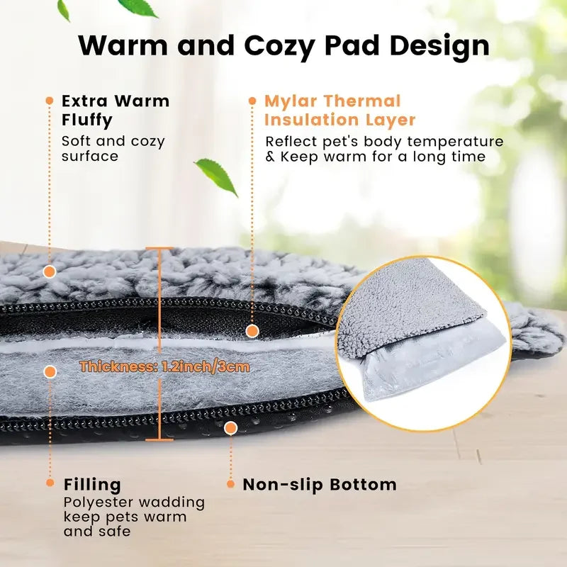 Self-Heating Pet Pad Blanket for Pets, No Electricity Thermal Mat with Anti-Slip Cushion.