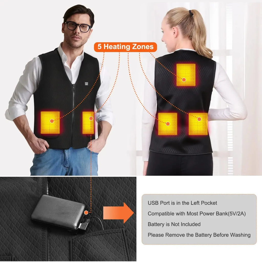 Unisex Winter Heated Jacket 9/5Zone Safety Intelligent for Outdoor Sports