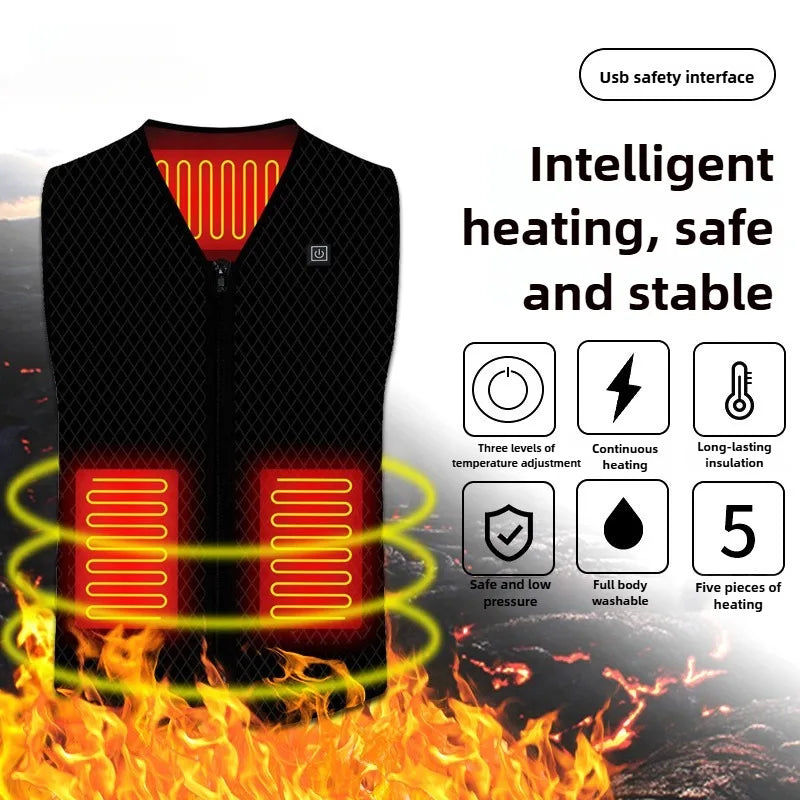 Unisex Winter Heated Jacket 9/5Zone Safety Intelligent for Outdoor Sports