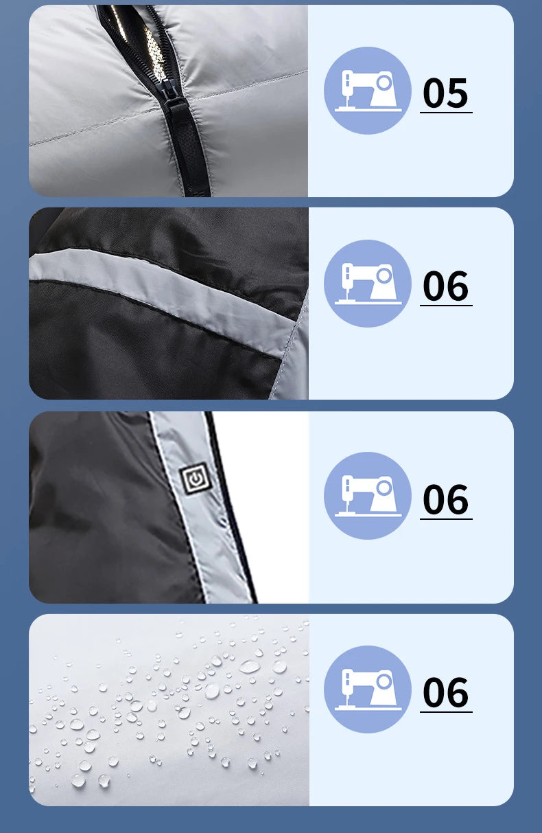 Unisex Winter 6 Zone Heated Jacket Waterproof (Not Included The Power Bank)